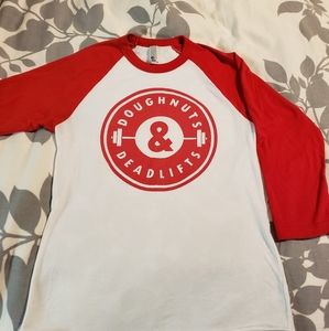 2 Doughnuts and Deadlifts raglan shirts